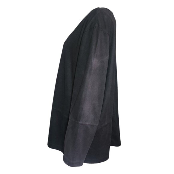 JACLYN SMITH Solid All Faux Suede Black Button Front Top Womens Plus Size 2X - Picture 2 of 6